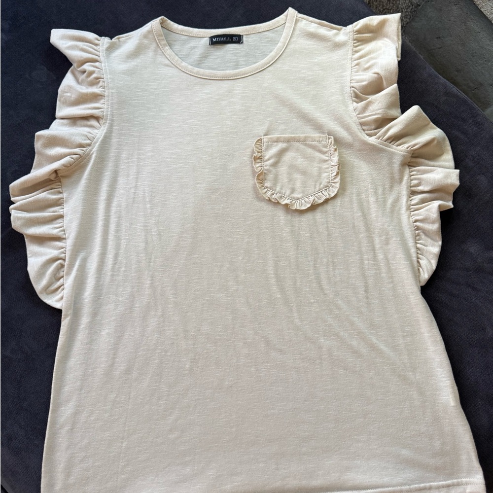 MARELLA Beige Ruffle Sleeve Top
